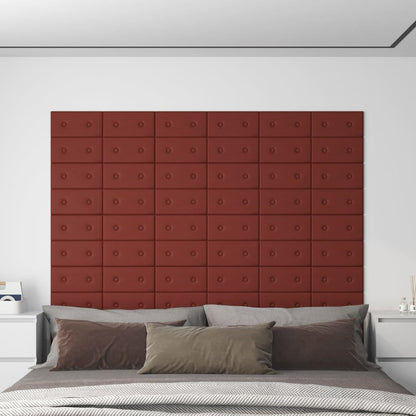 Painel parede 12 pcs 30x15 cm couro art. 0,54 m² vermelho tinto