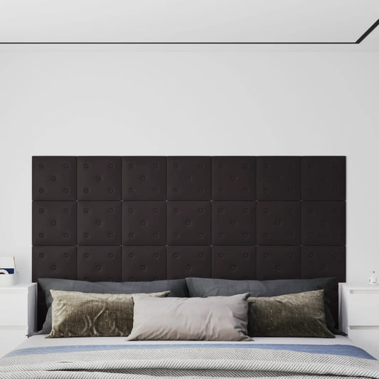 Painel parede 12 pcs 30x30 cm couro artificial 1,08 m² preto