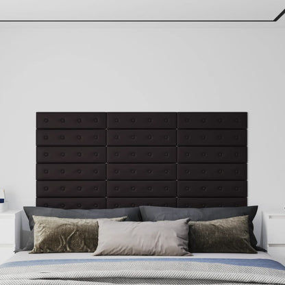 Painel parede 12pcs 60x15 cm couro artificial 1,08 m² cor preto