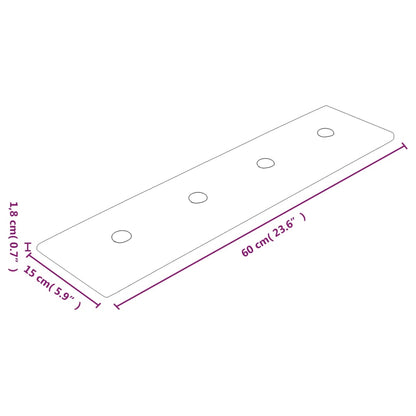 Painel parede 12pcs 60x15 cm couro artificial 1,08 m² cinza