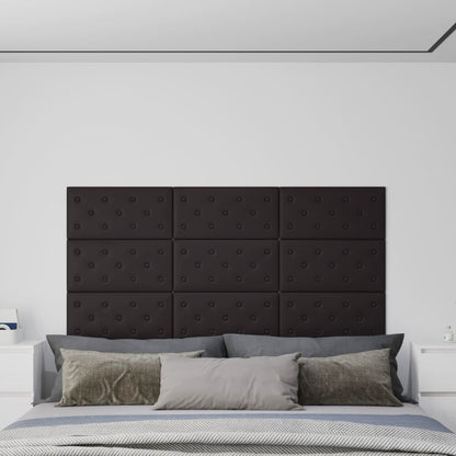 Painel de parede 12 pcs 60x30 cm couro artificial 2,16 m² preto