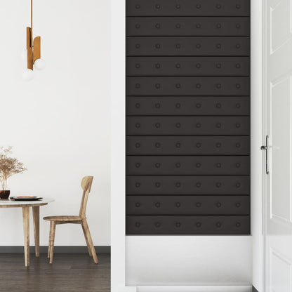 Painel de parede 12 pcs 90x15 cm couro artificial 1,62 m² preto