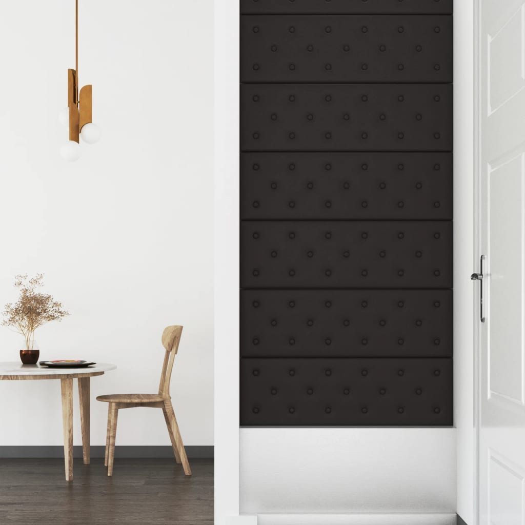 Painel de parede 12 pcs 90x30 cm couro artificial 3,24 m² preto