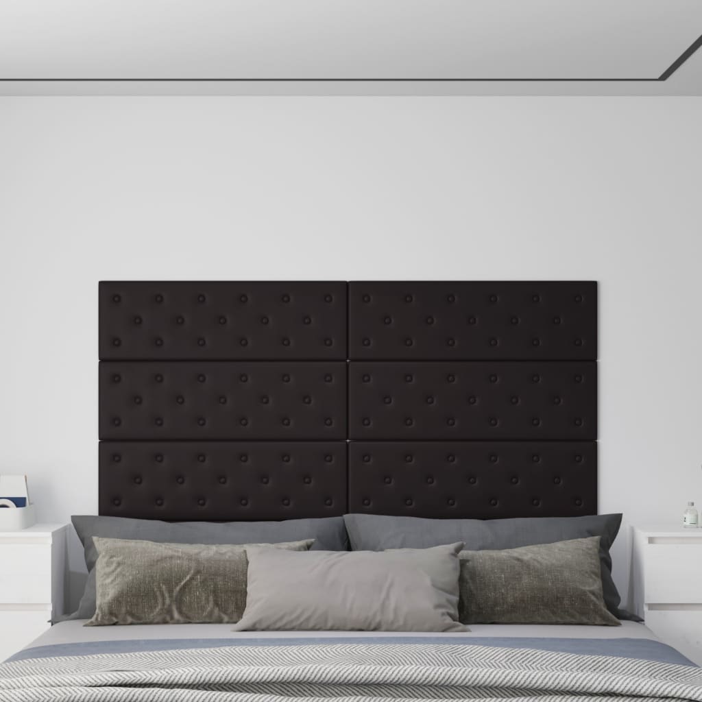 Painel de parede 12 pcs 90x30 cm couro artificial 3,24 m² preto