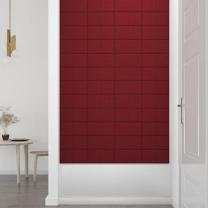 Painel de parede 12 pcs 30x15 cm tecido 0,54 m² vermelho tinto