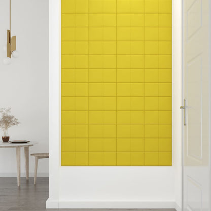 Painel de parede 12 pcs 30x15 cm tecido 0,54 m² amarelo-claro