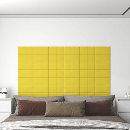 Painel de parede 12 pcs 30x15 cm tecido 0,54 m² amarelo-claro