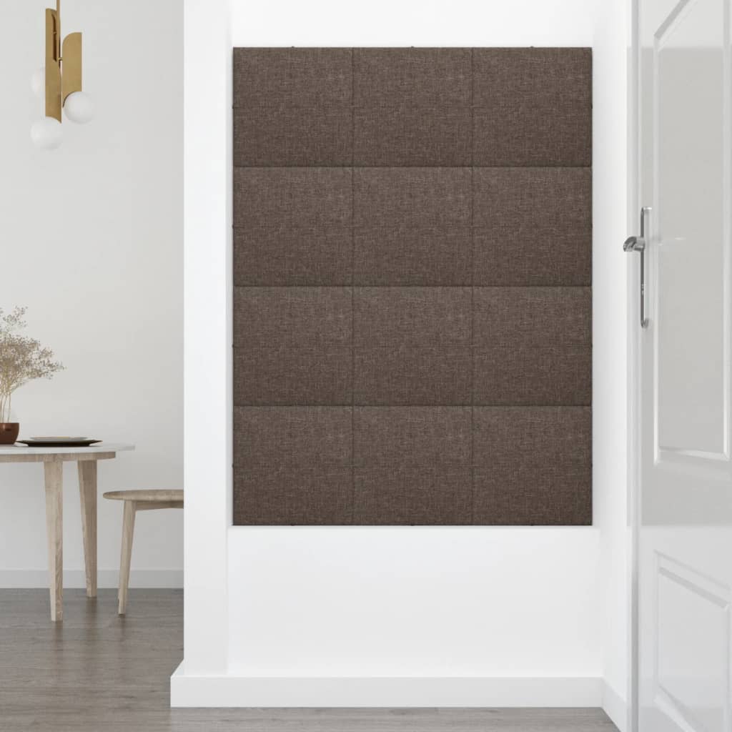 Painel de parede 12pcs 30x30cm tecido 1,08 m² cinza-acastanhado