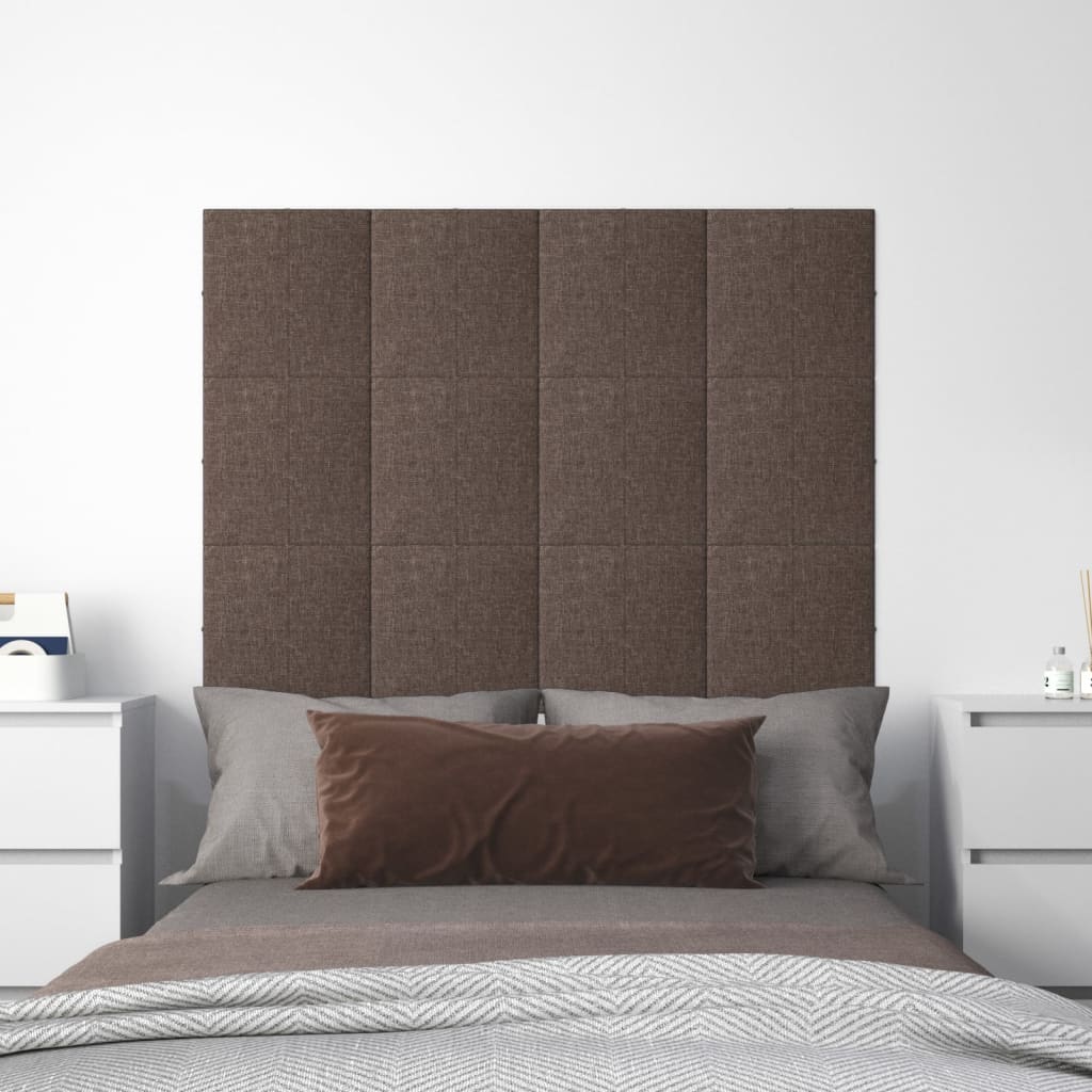 Painel de parede 12pcs 30x30cm tecido 1,08 m² cinza-acastanhado