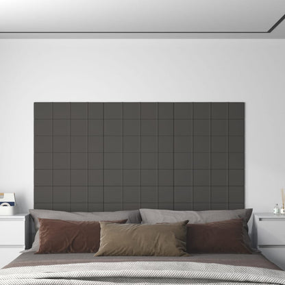 Painel de parede 12 pcs 60x15cm tecido 1,08 m² cor cinza-escuro