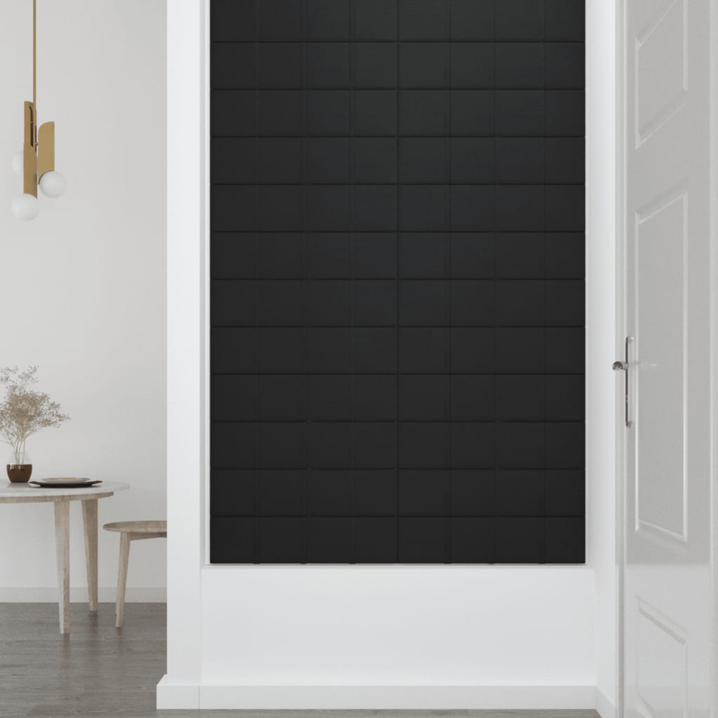 Painel de parede 12 pcs 60x15 cm tecido 1,08 m² preto