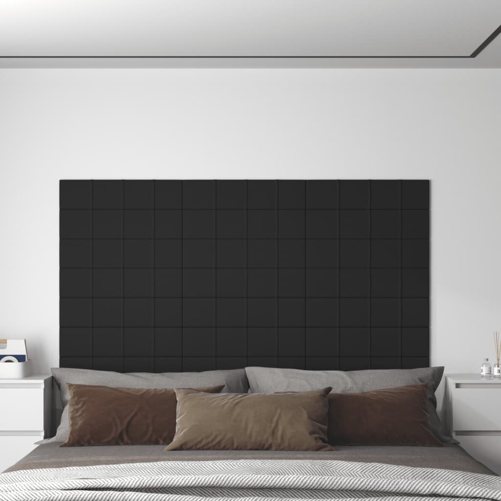 Painel de parede 12 pcs 60x15 cm tecido 1,08 m² preto