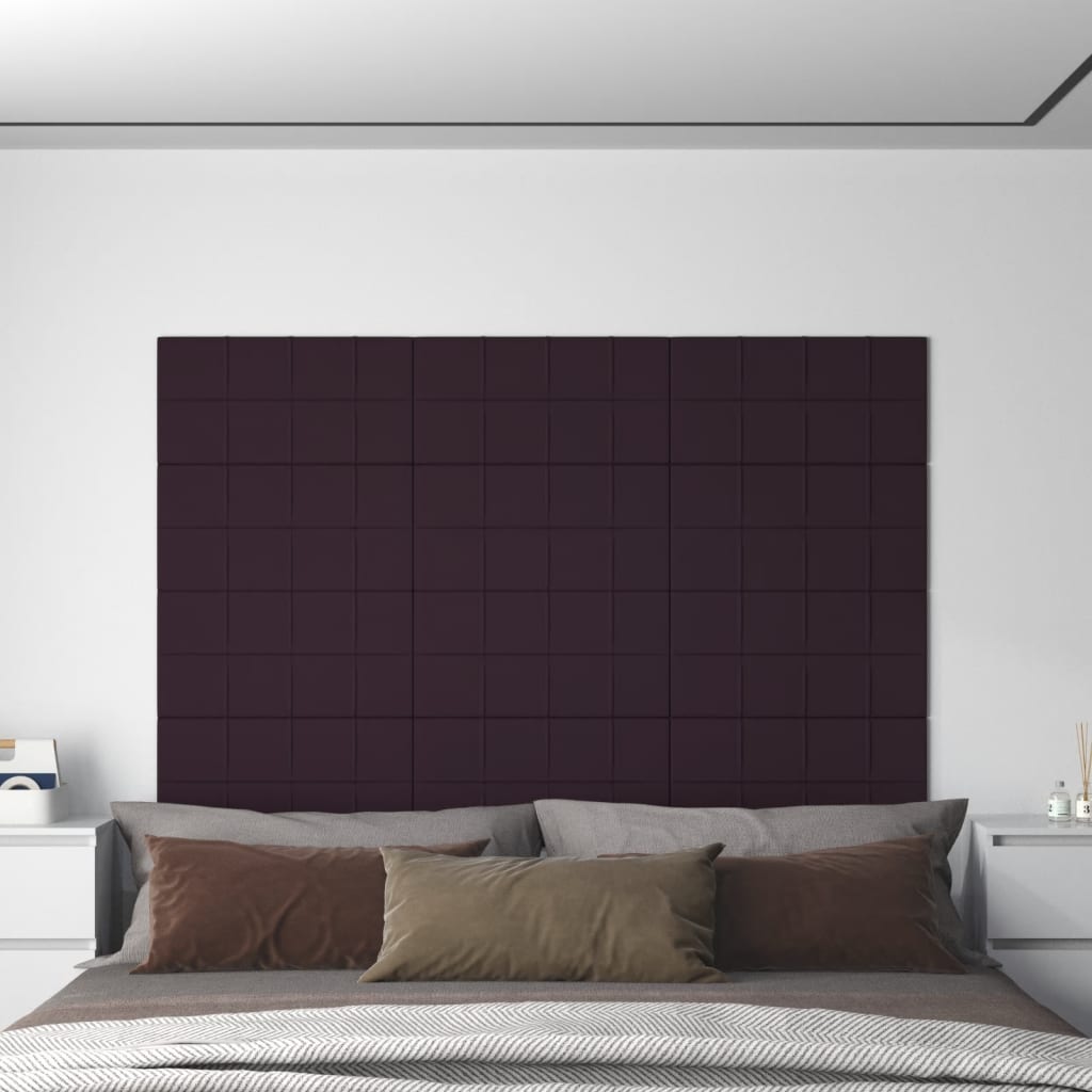 Painel de parede 12 pcs 60x30 cm tecido 2,16 m² roxo