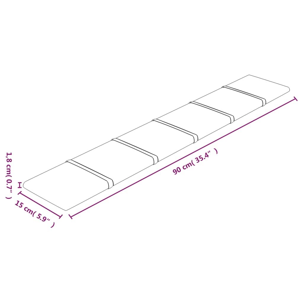 Painel de parede 12 pcs 90x15cm tecido 1,62 m² cor cinza-escuro