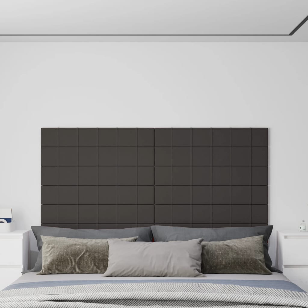 Painel de parede 12 pcs 90x15cm tecido 1,62 m² cor cinza-escuro