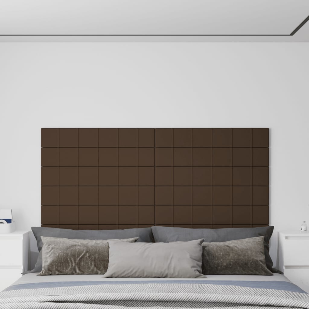 Painel de parede 12 pcs 90x15 cm tecido 1,62 m² castanho