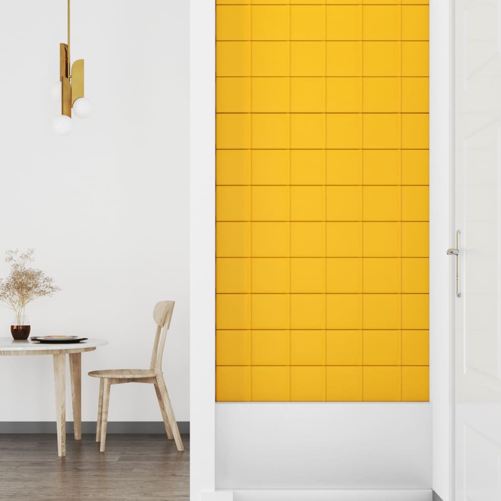 Painel de parede 12 pcs 90x15 cm veludo 1,62 m² amarelo