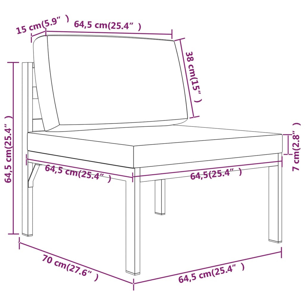 4 pcs conjunto lounge jardim com almofadões alumínio antracite