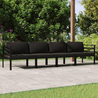 4 pcs conjunto lounge jardim com almofadões alumínio antracite