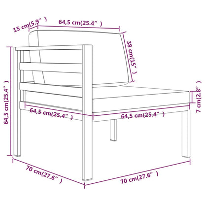 3 pcs conjunto lounge jardim com almofadões alumínio antracite