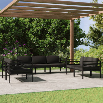 7 pcs conjunto lounge jardim com almofadões alumínio antracite