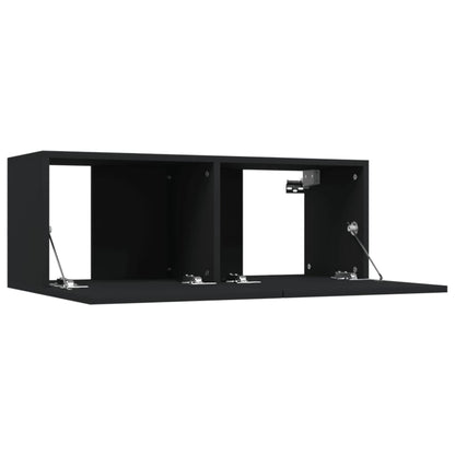 Móveis de TV 2pcs 80x30x30 cm derivados de madeira preto