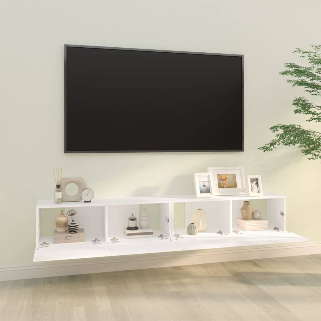 Armários TV parede 2pcs 100x30x30 cm derivados madeira branco