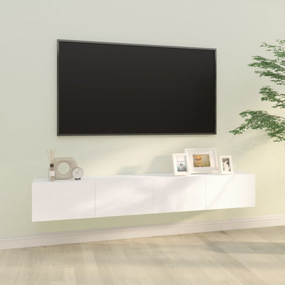 Armários TV parede 2pcs 100x30x30 cm derivados madeira branco