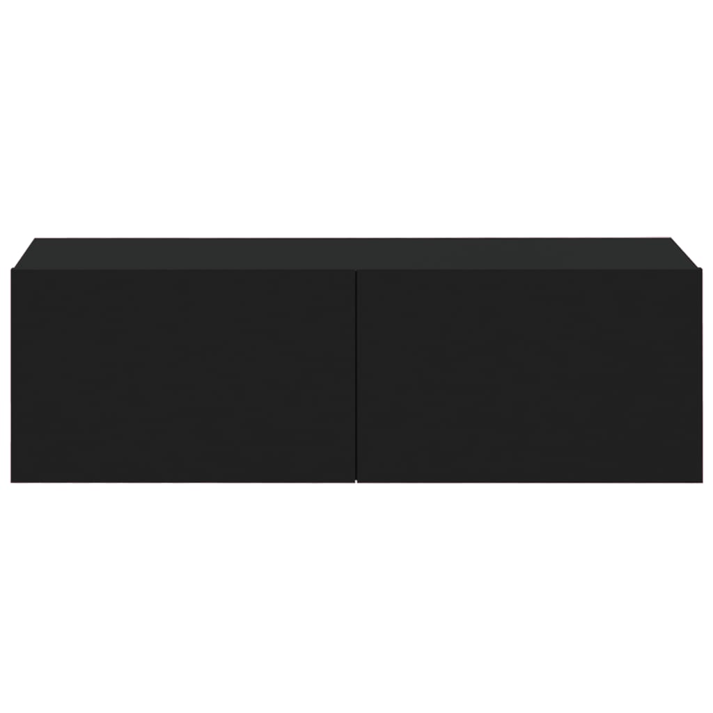 Móveis de TV p/ parede 2pcs 100x30x30cm derivados madeira preto