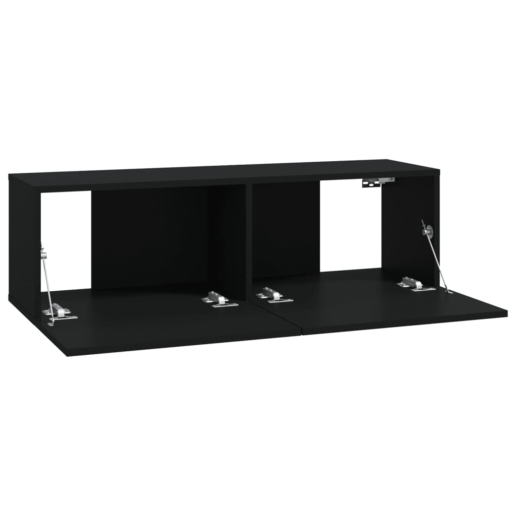 Móveis de TV p/ parede 2pcs 100x30x30cm derivados madeira preto