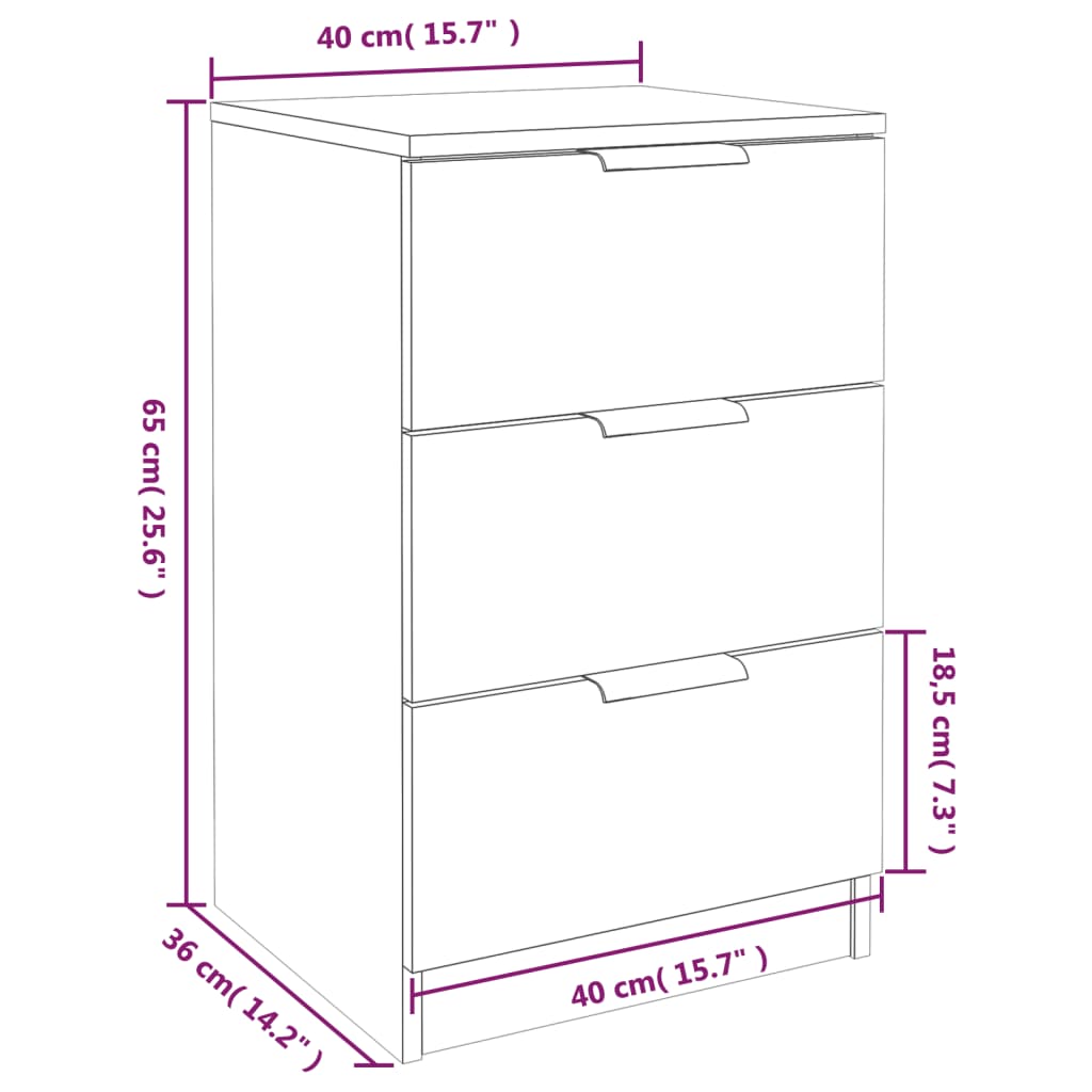 Mesa de cabeceira 40x36x65 cm preto