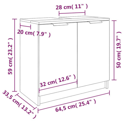 Armário casa de banho 64,5x33,5x59 cm madeira cinzento cimento