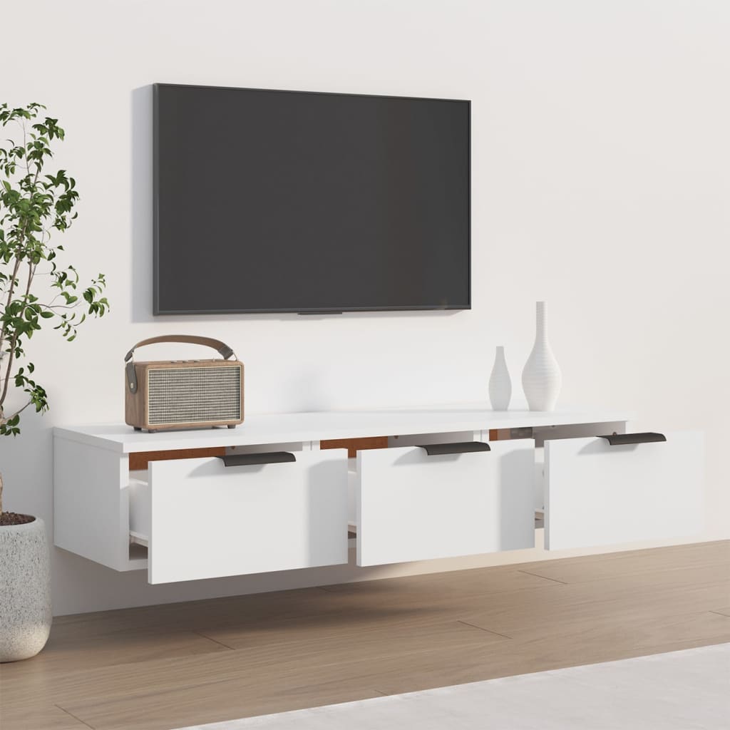 Móvel de TV de Parede Flix com 3 Gavetas de 102cm - Branco - Design Moderno