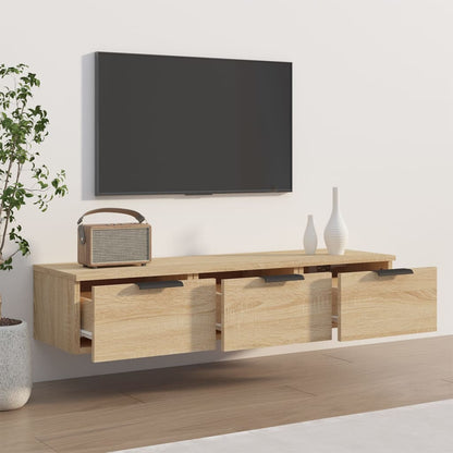 Móvel de TV de Parede Flix com 3 Gavetas de 102cm - Carvalho - Design Moderno