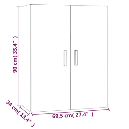 Armário de parede suspenso 69,5x34x90 cm branco