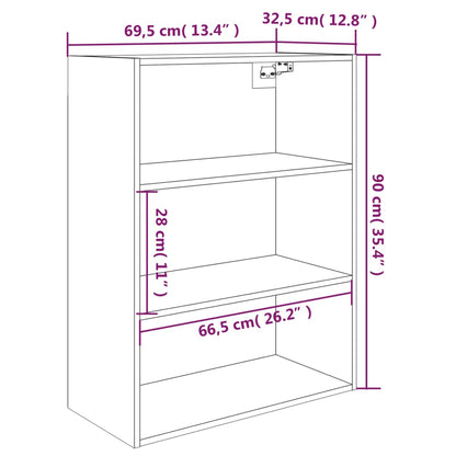 Armário de parede suspenso 69,5x32,5x90 cm branco