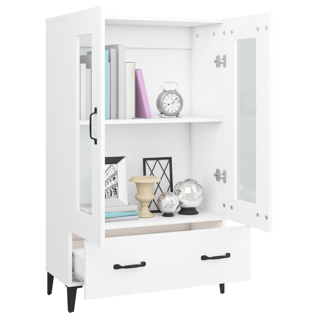 Vitrine Valquiria com Gaveta de 115 cm - Branco - Design Nórdico