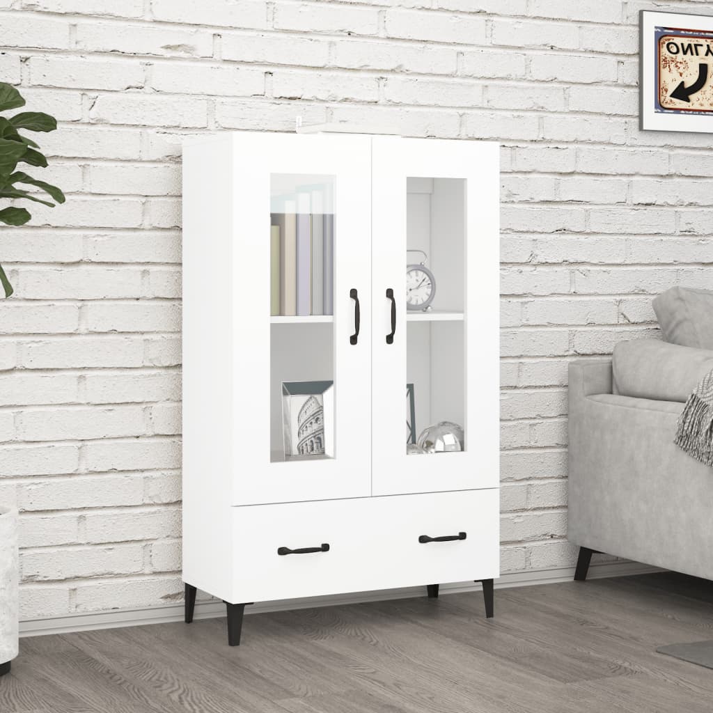 Vitrine Valquiria com Gaveta de 115 cm - Branco - Design Nórdico