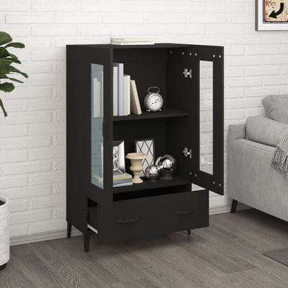 Vitrine Valquiria com Gaveta de 115 cm - Preto - Design Nórdico