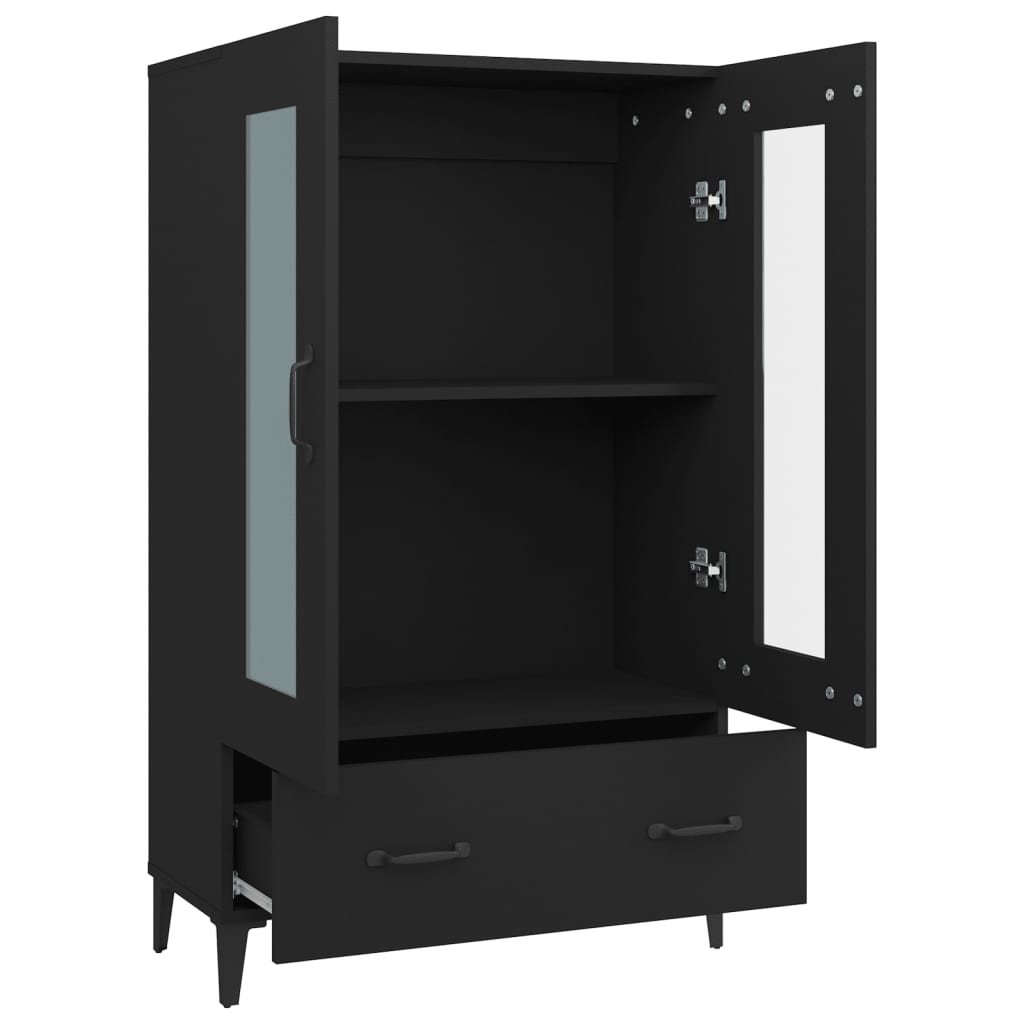 Vitrine Valquiria com Gaveta de 115 cm - Preto - Design Nórdico