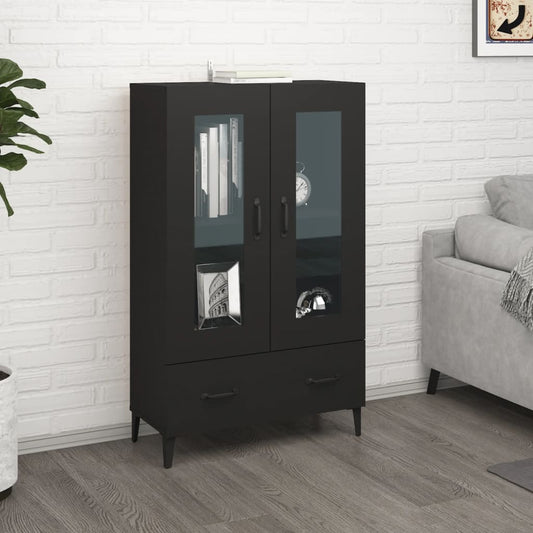 Vitrine Valquiria com Gaveta de 115 cm - Preto - Design Nórdico