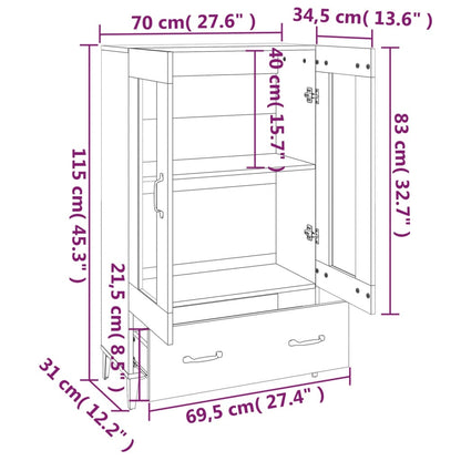 Vitrine Valquiria com Gaveta de 115 cm - Cinzento Cimento - Design Nórdico