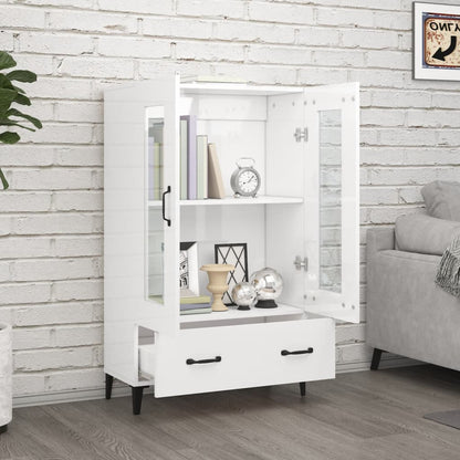 Vitrine Valquiria com Gaveta de 115 cm - Branco Brilhante - Design Nórdico