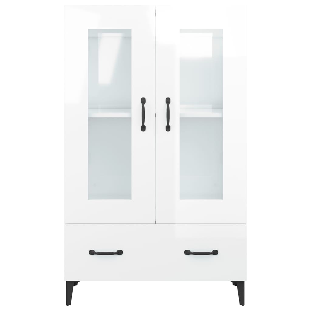 Vitrine Valquiria com Gaveta de 115 cm - Branco Brilhante - Design Nórdico