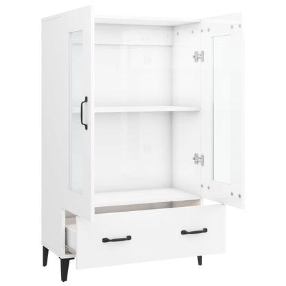 Vitrine Valquiria com Gaveta de 115 cm - Branco Brilhante - Design Nórdico