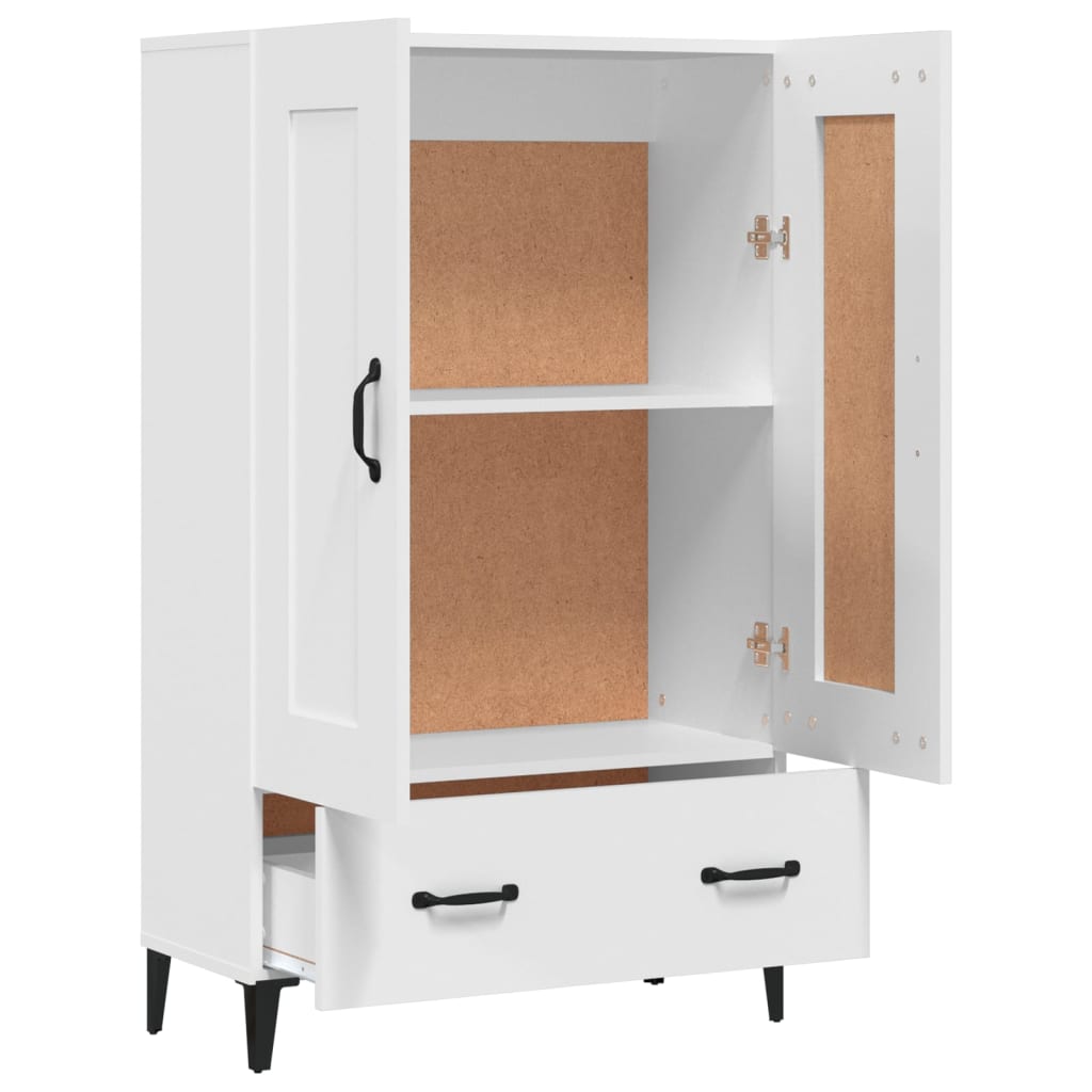 Armário Alto Donneti com 2 Portas e 1 Gaveta de 115 cm - Branco - Design Moderno