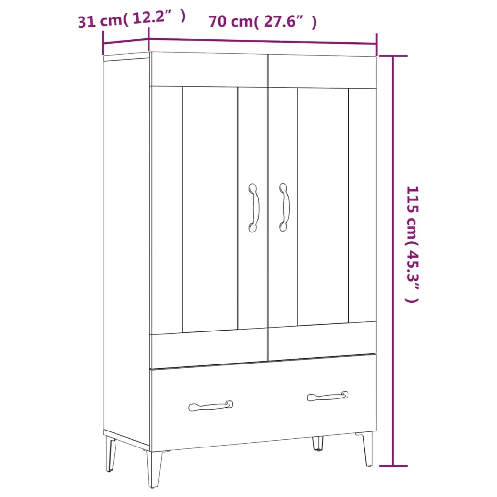 Armário Alto Donneti com 2 Portas e 1 Gaveta de 115 cm - Branco - Design Moderno