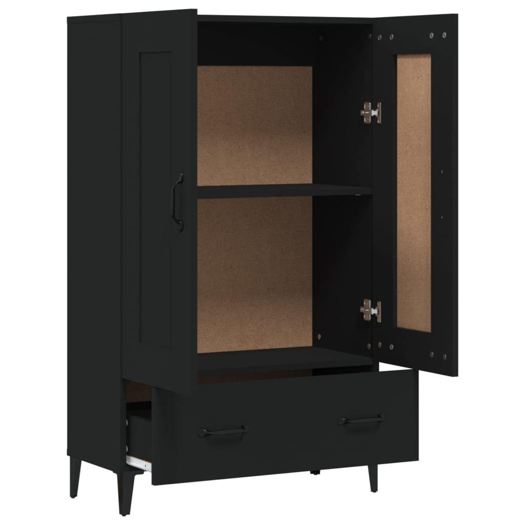 Armário Alto Donneti com 2 Portas e 1 Gaveta de 115 cm - Preto - Design Moderno