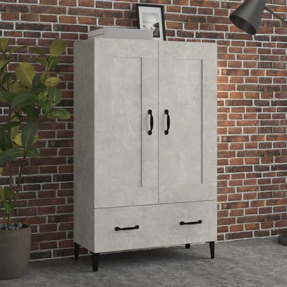 Armário Alto Donneti com 2 Portas e 1 Gaveta de 115 cm - Cinzento Cimento - Design Moderno