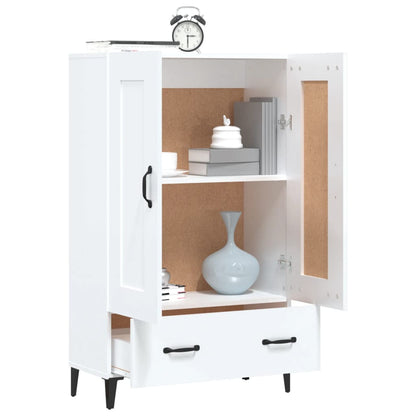 Armário Alto Donneti com 2 Portas e 1 Gaveta de 115 cm - Branco Brilhante - Design Moderno